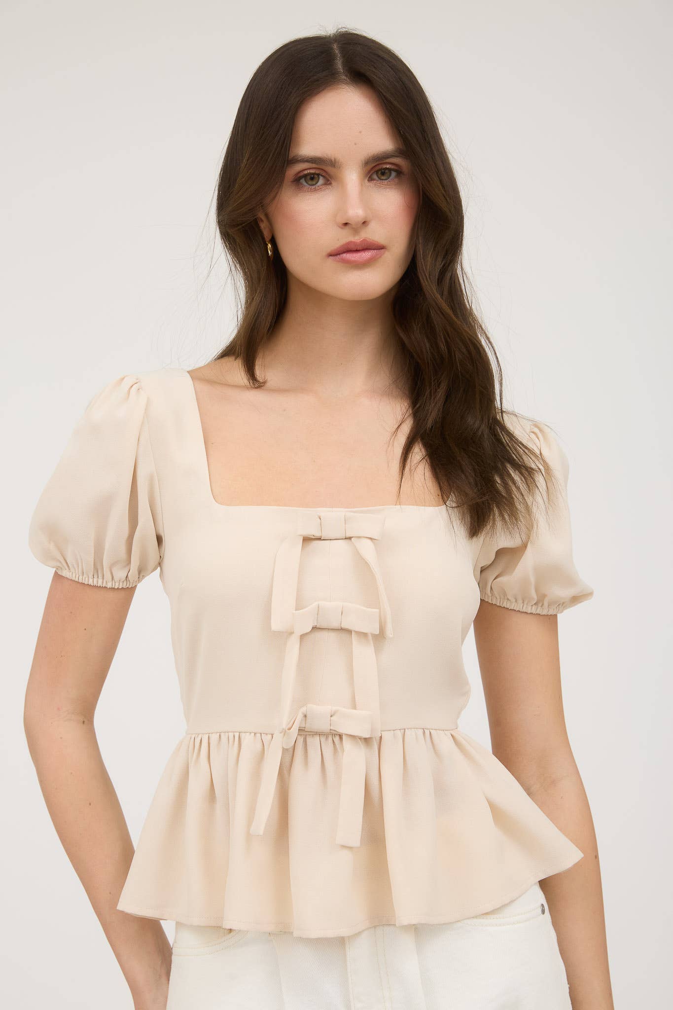 Sweet Serenade Puff Sleeve Peplum Top