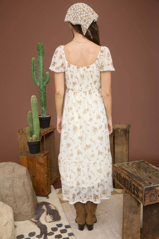 Blushing Petals Midi Dress