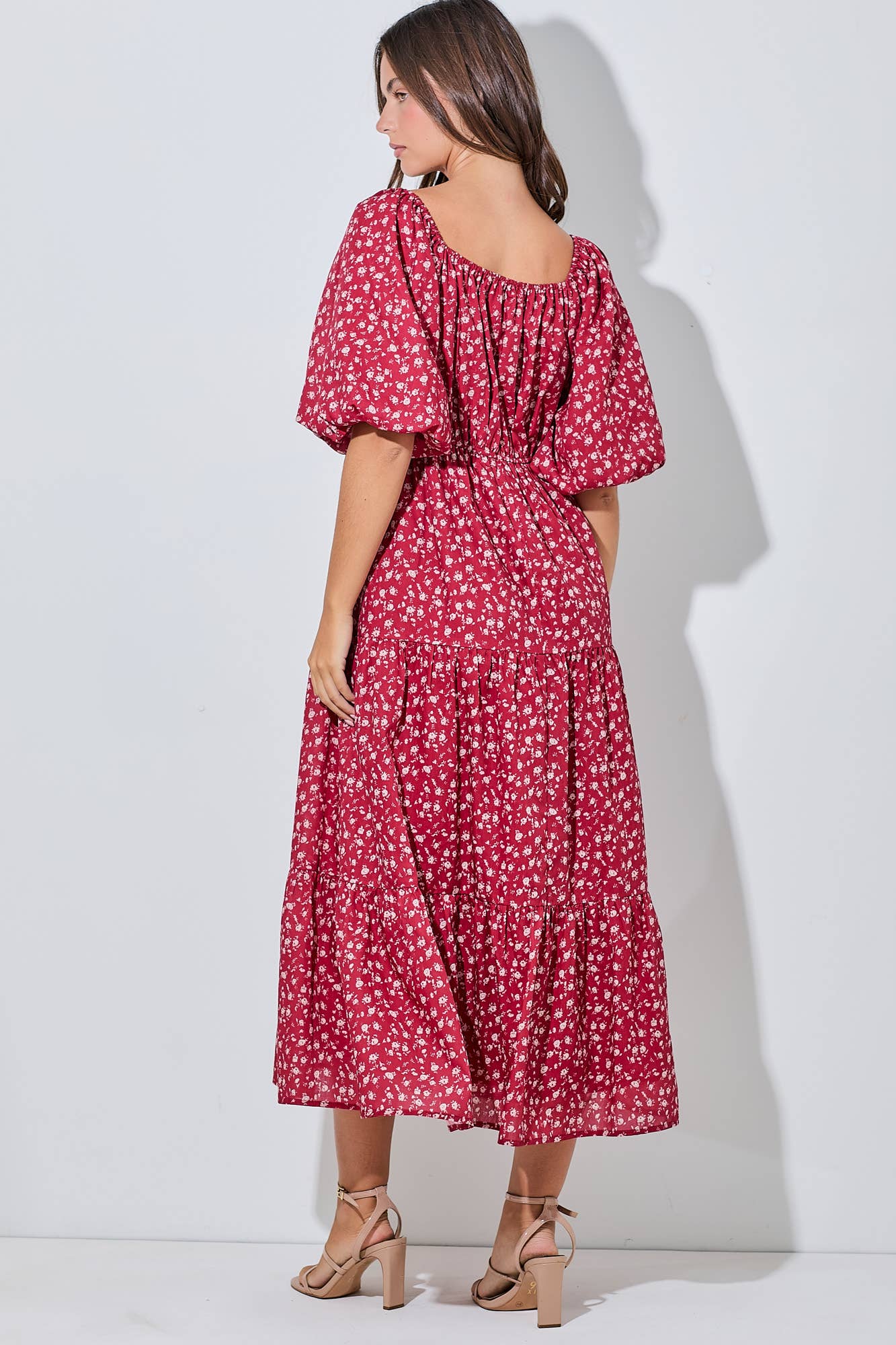 Natalie Bubble Sleeve Midi Dress