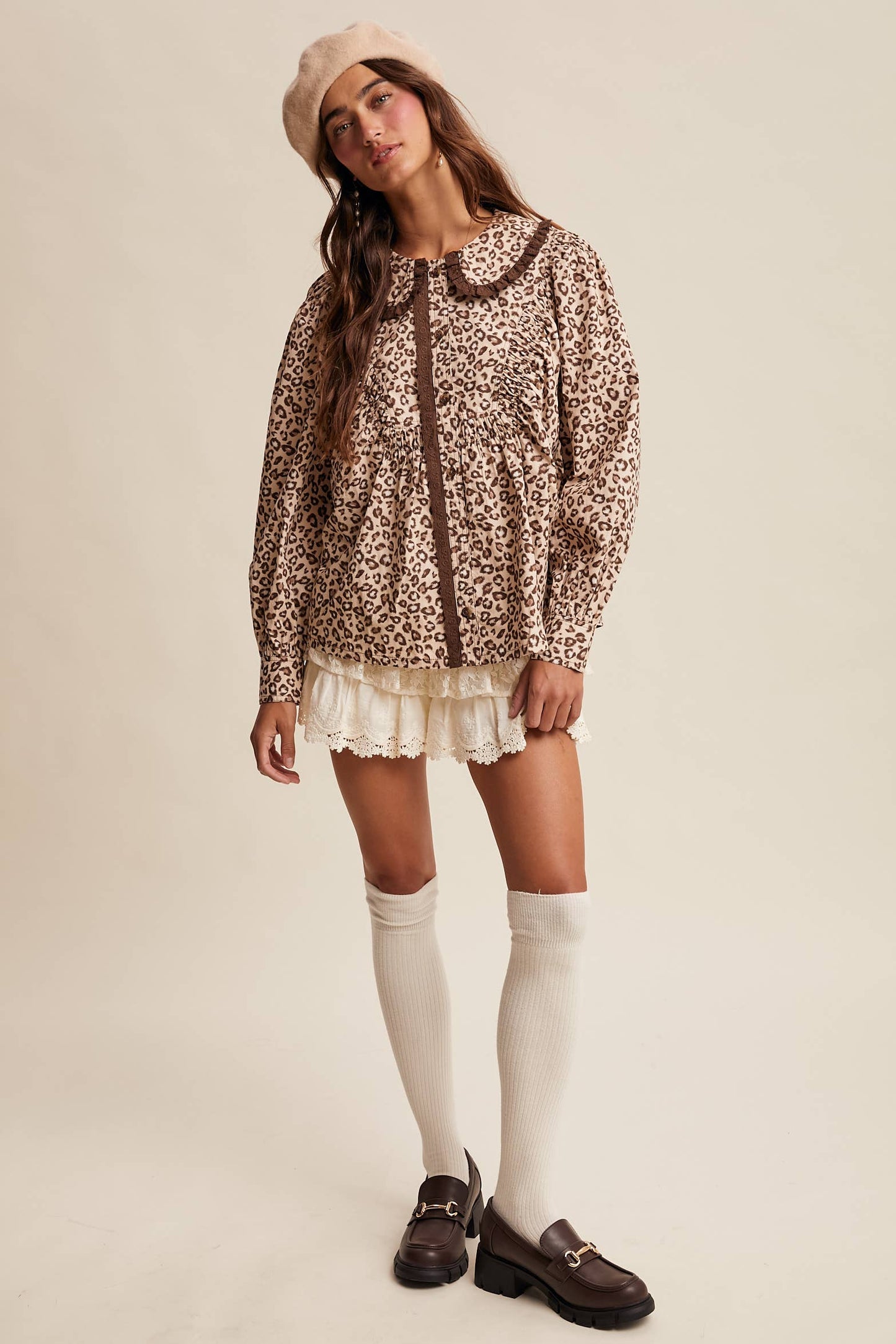 Ruffle Collar Button Blouse