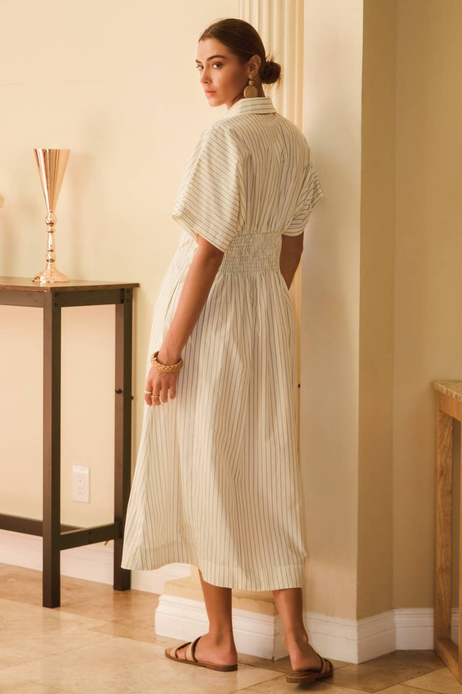 Catie Pinstripe Midi Shirt Dress
