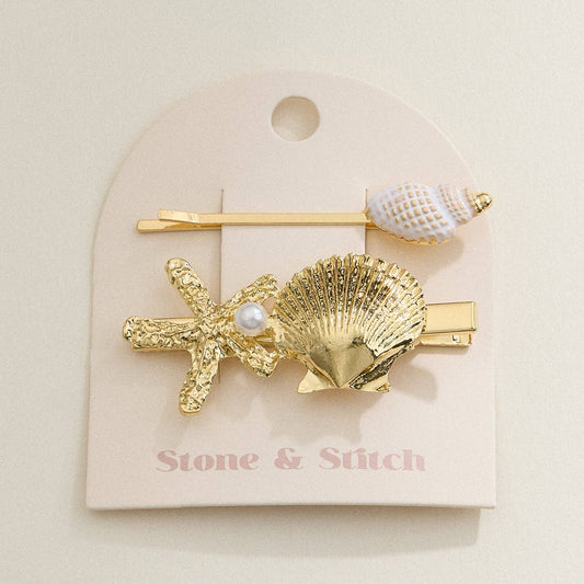 Seashell & Starfish Clip Set