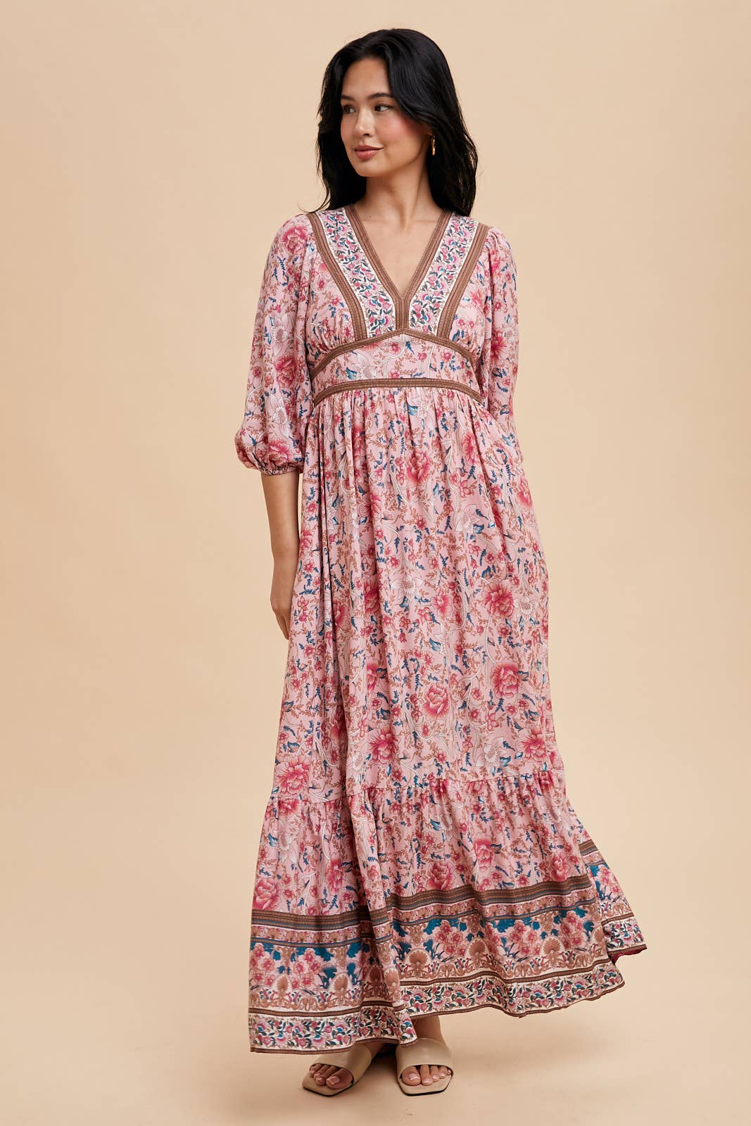 Serena Border Print Maxi Dress