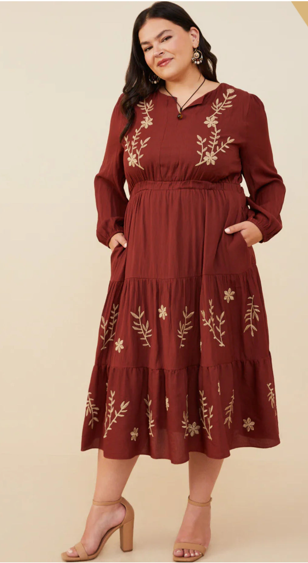 3X - Desiree Floral Embroidered Dress