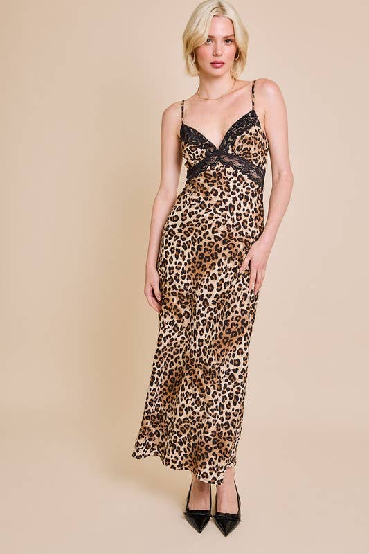 S - Lacey Leopard Print Maxi Dress