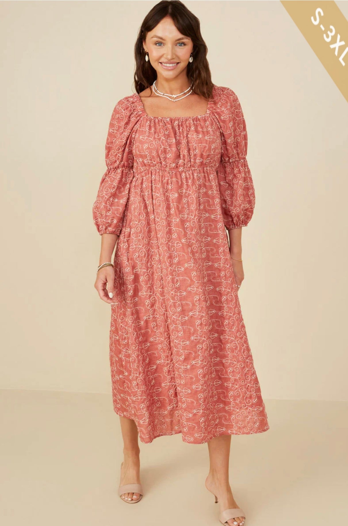 Emma Botanical Embroidered Dress