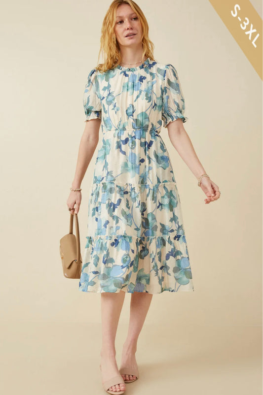 Cecilia Ruffle Neck Floral Dress