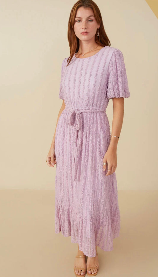 Candice Popcorn Textured Belted Dress