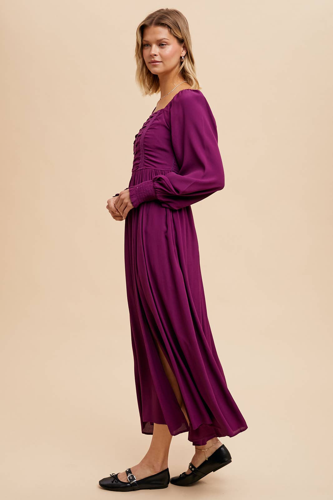 M/L - Zariah Ruched Bodice Maxi Dress