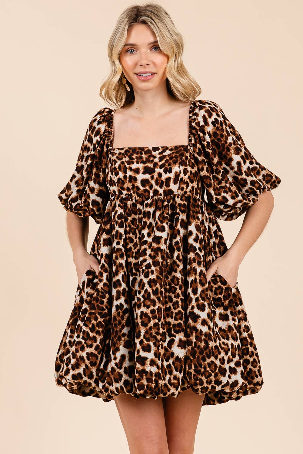 Leopard Bubble Babydoll Dress