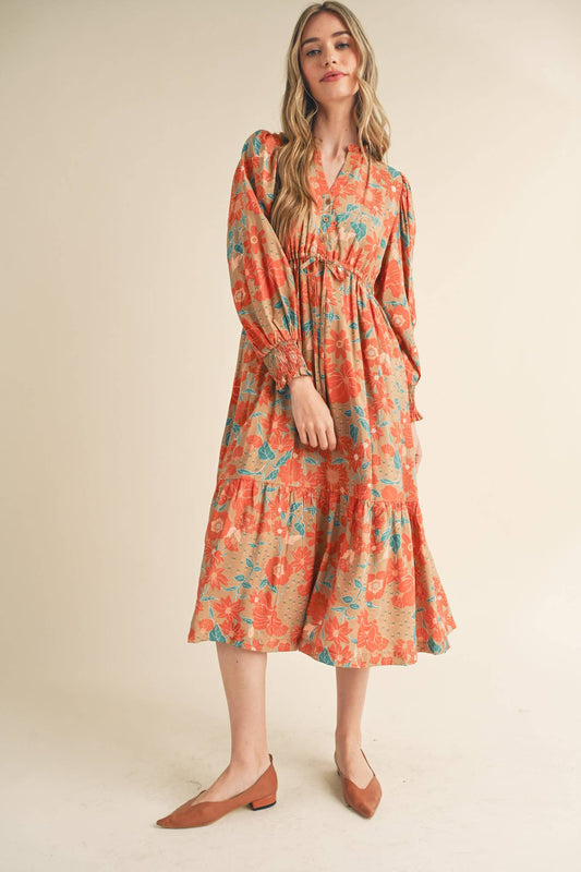 Autumn Paisley Midi Dress