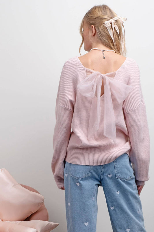 Back Bow Tie Detail Sweater
