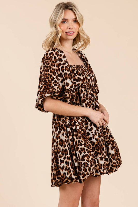 Leopard Bubble Babydoll Dress