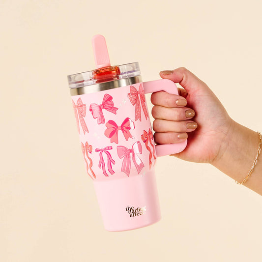 Lifestyle Flip Straw Tumbler-Blushing Bows