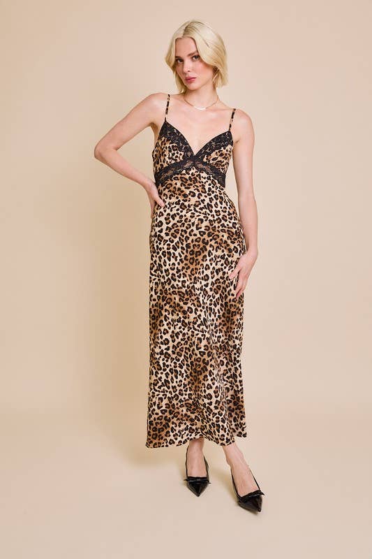 S - Lacey Leopard Print Maxi Dress
