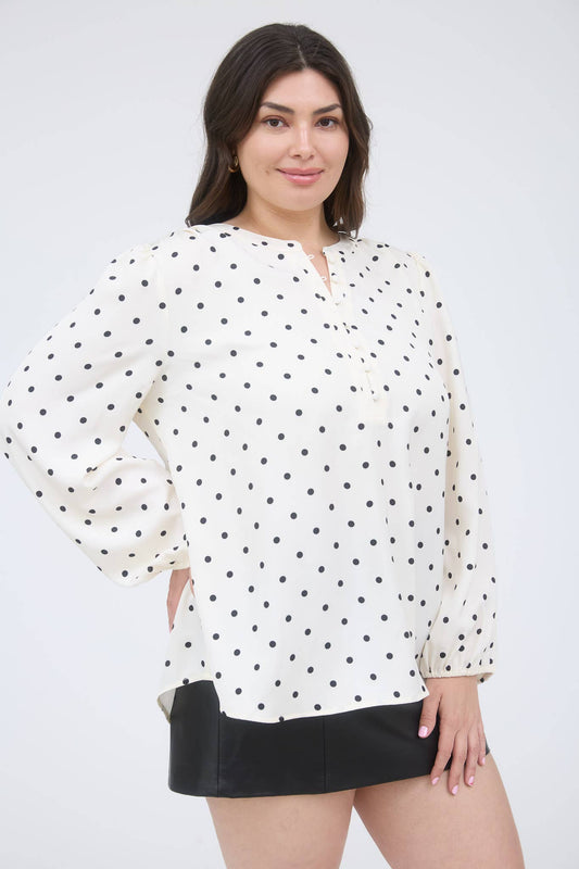 Henley Polka Dot Blouse