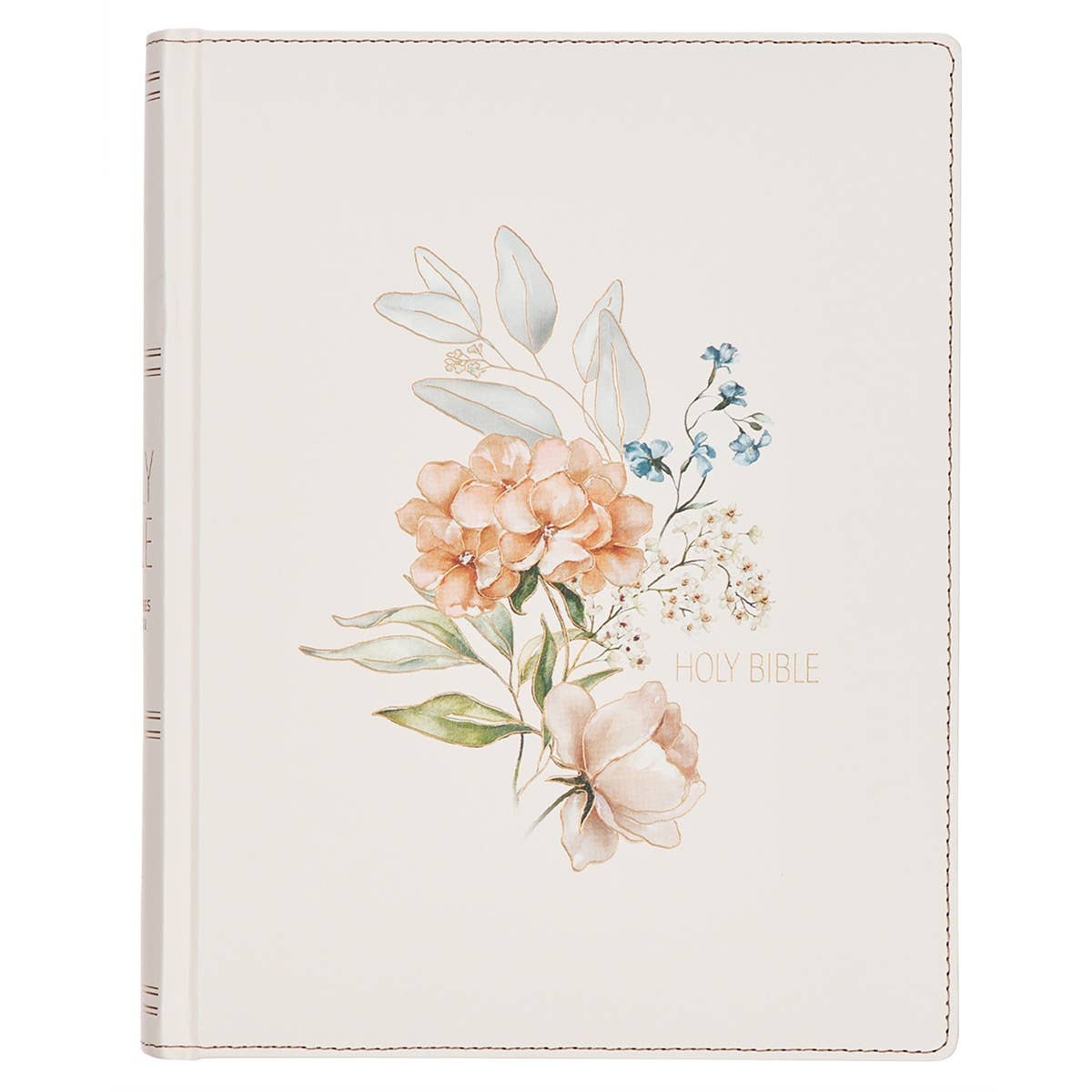 KJV Large Print Note-Taking Bible – White Floral Faux Leather
