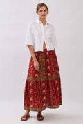 Floral Print Tiered Maxi Skirt