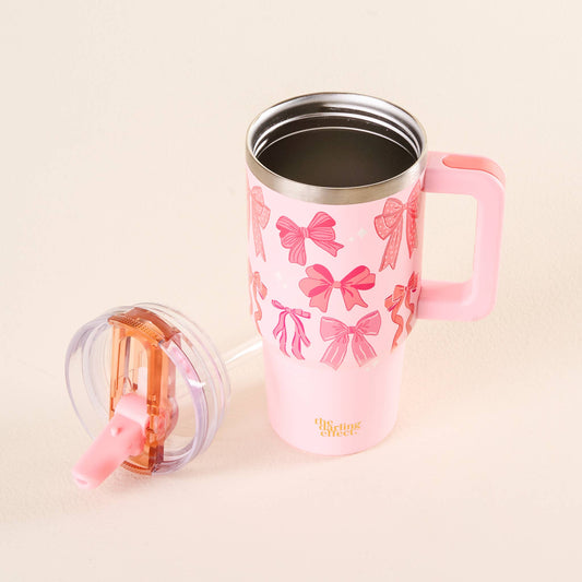 Lifestyle Flip Straw Tumbler-Blushing Bows