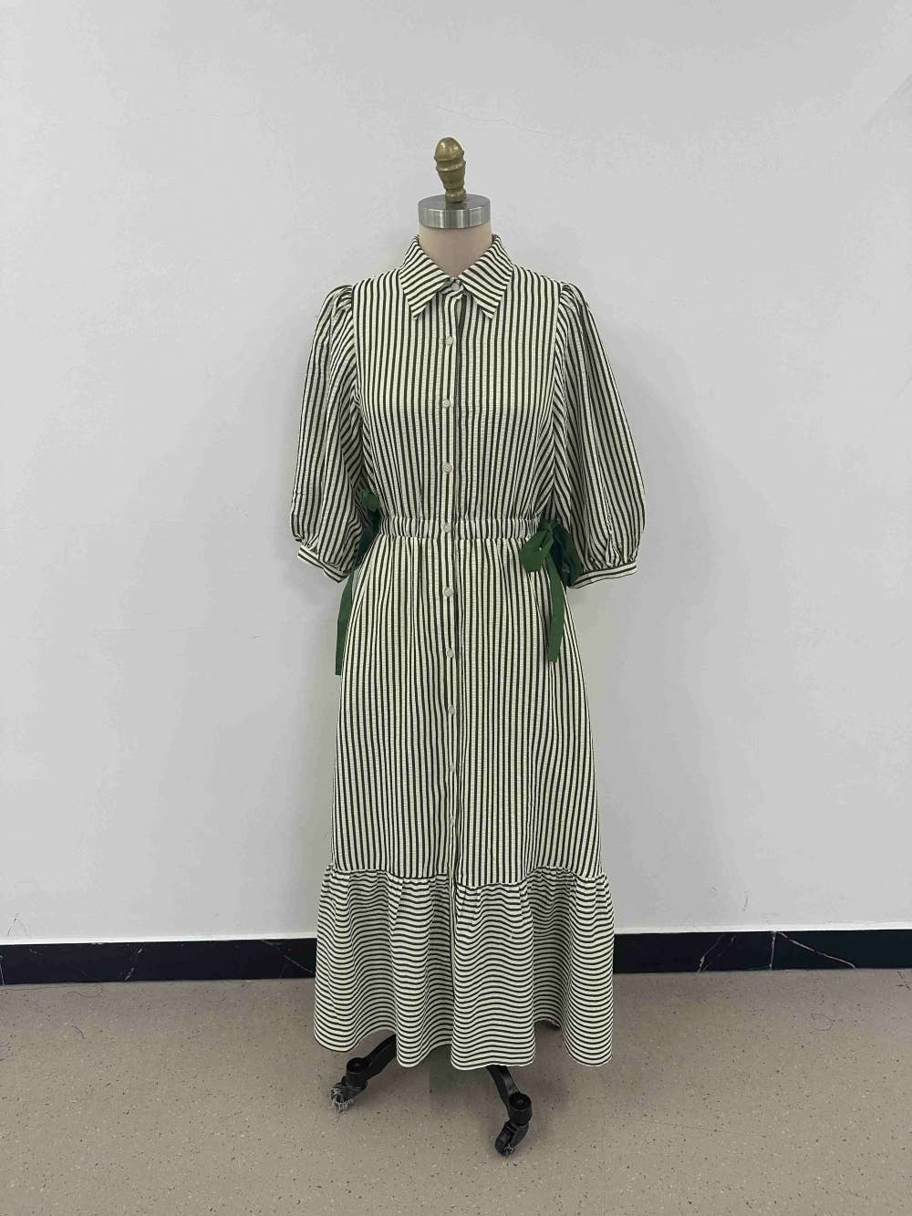 Ribbon Stripe Midi Dress