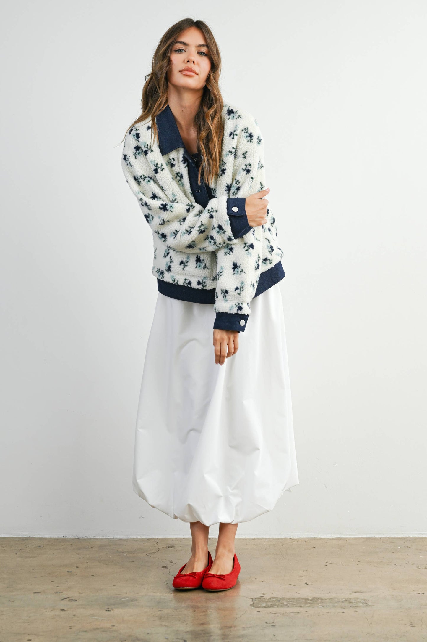 Floral Collared Button-Down Jacket