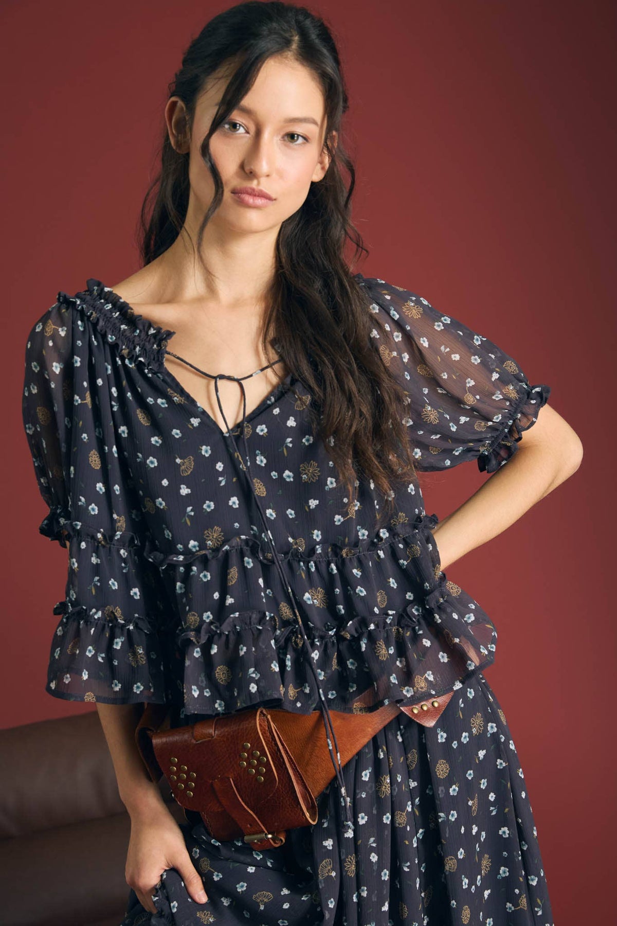 Floral Front Tie Top