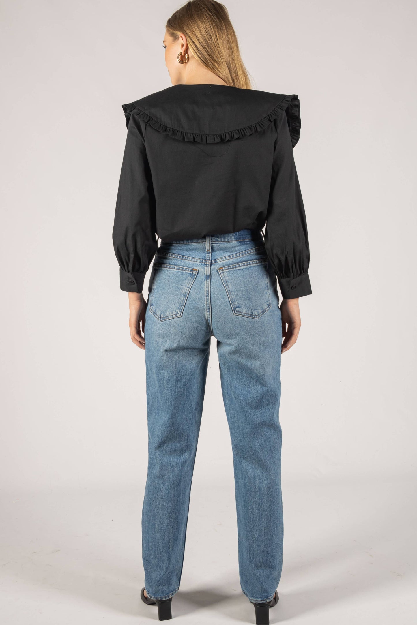 Poplin Collar Button Up Blouse