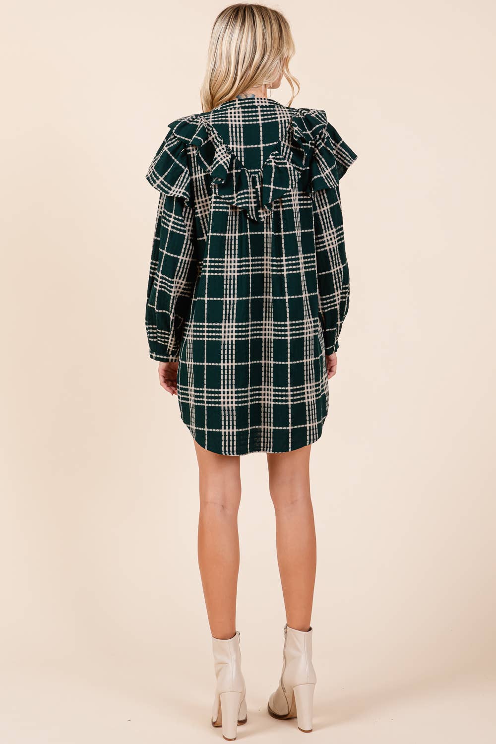 Dani Plaid Ruffled Shirt Mini Dress