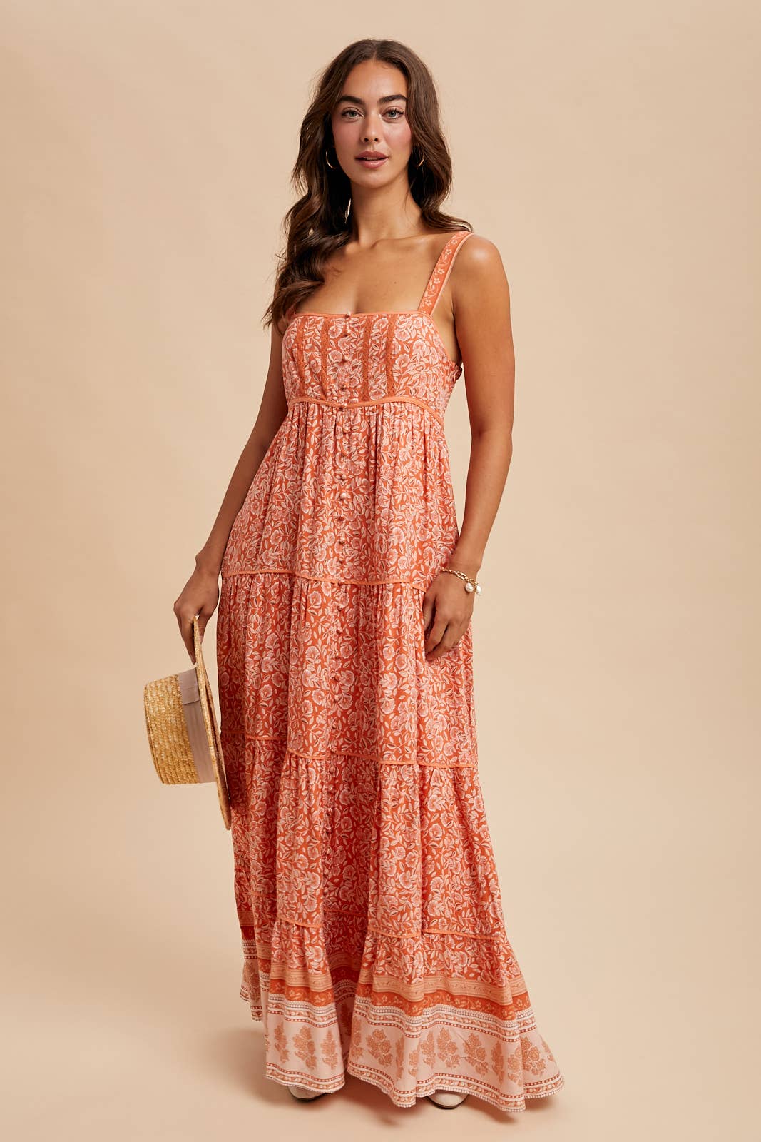 Paloma Tiered Border Maxi Dress
