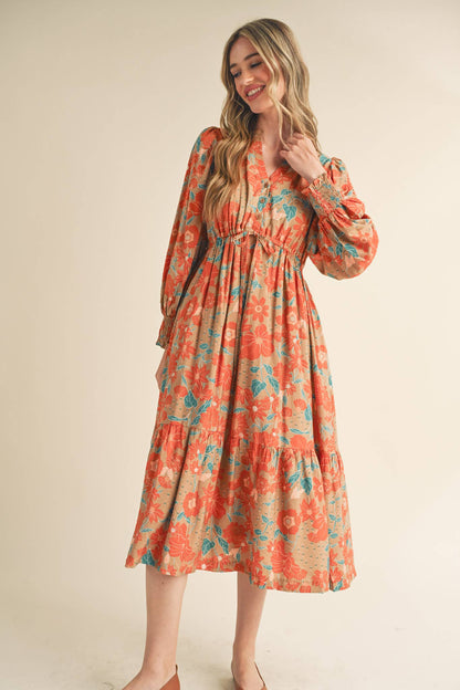 Autumn Paisley Midi Dress
