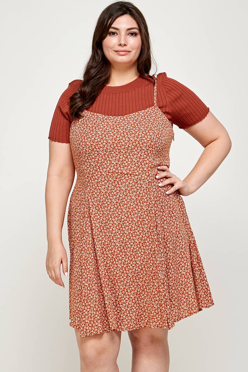 Aly Ditsy Print Fit and Flare Dress