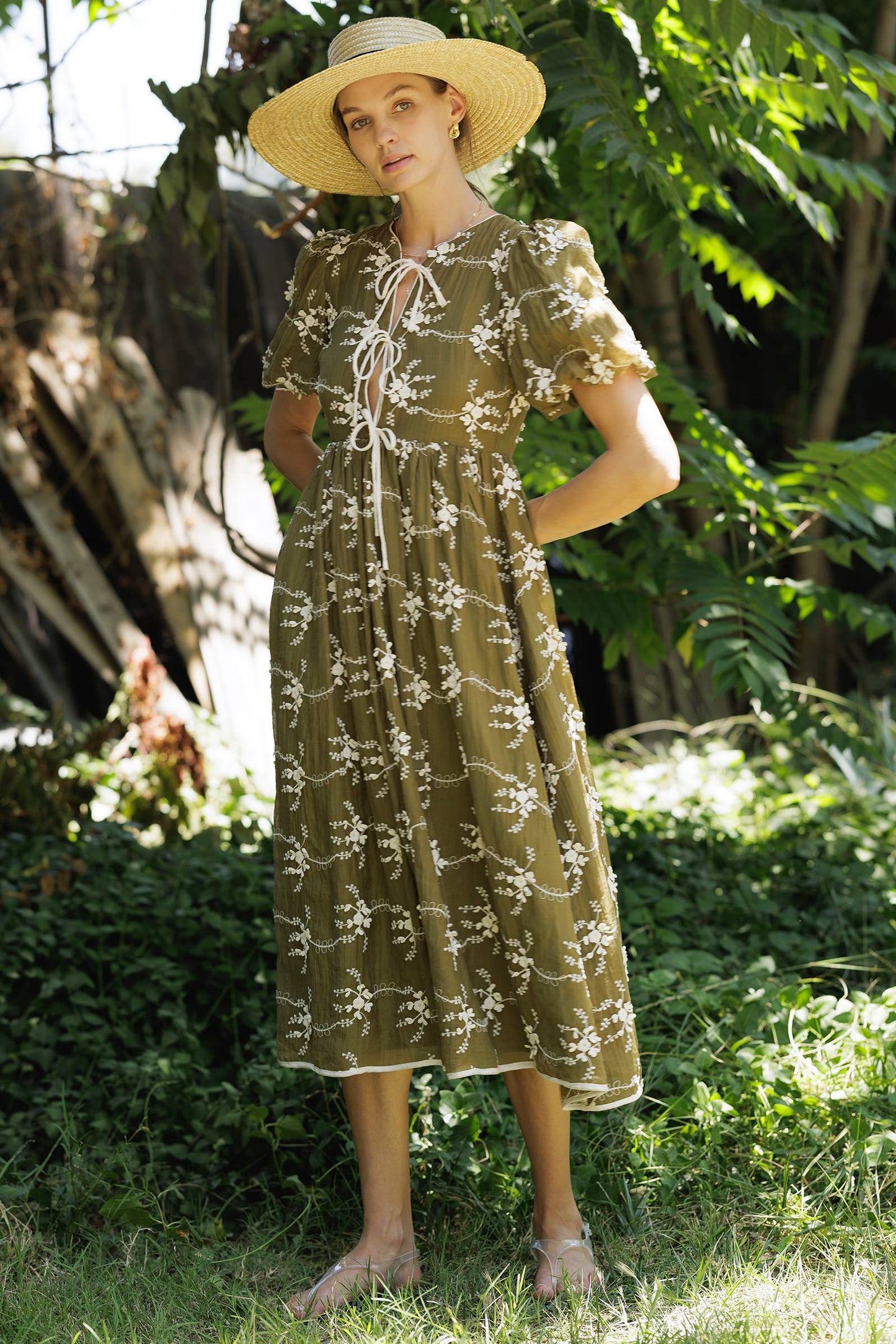 Vintage Embroidered Midi Dress
