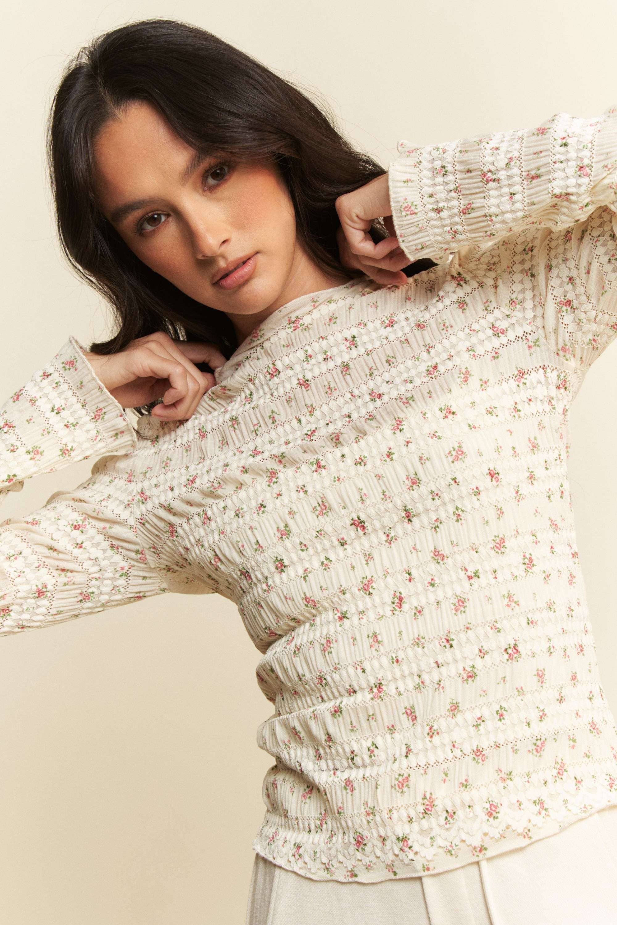 Floral Long Sleeve Knit Top