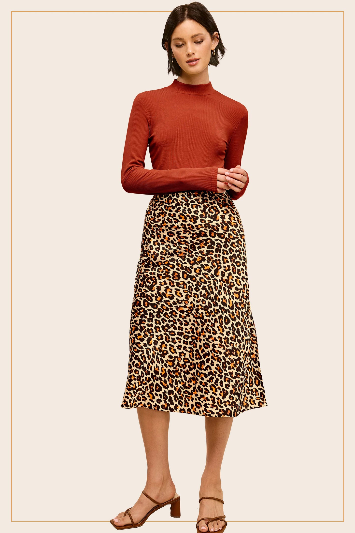 Jenna Leopard Satin Midi Skirt