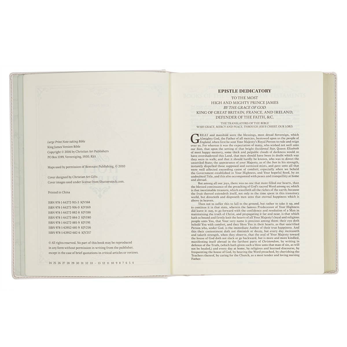 KJV Large Print Note-Taking Bible – White Floral Faux Leather