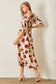 Scarlet Bloom Bubble Sleeve Maxi Dress