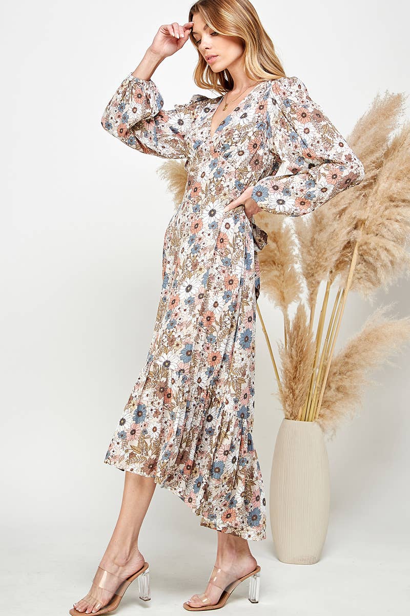 Farah Flower Tie Back Dress