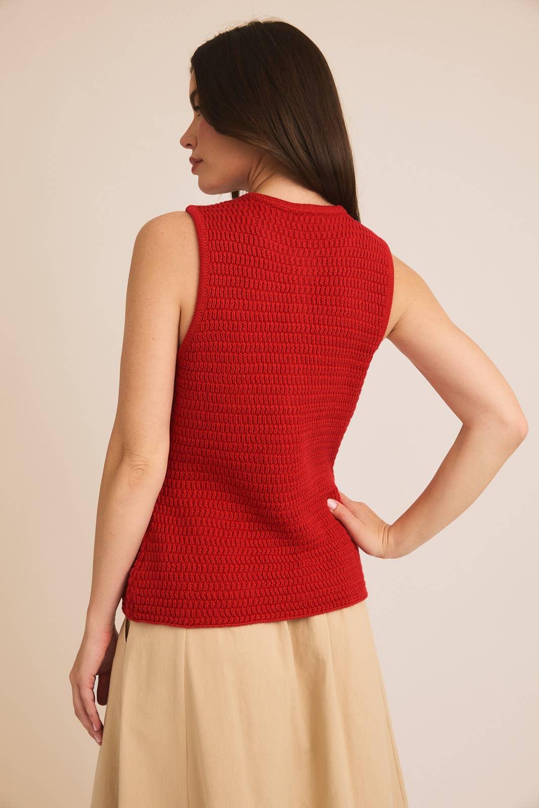 Crimson Button-Down Sweater Vest
