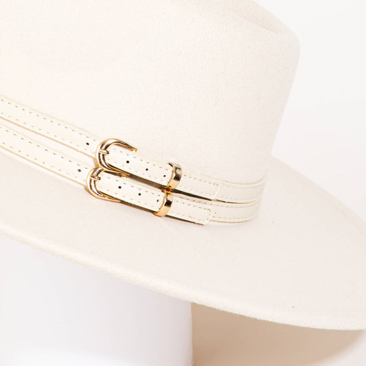 Double Belt Strap Fedora Hat