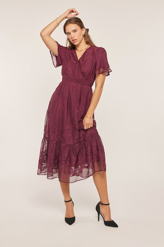 Gracefield Embroidered Chiffon Dress