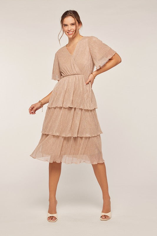 Glow Metallic Pleated Dress