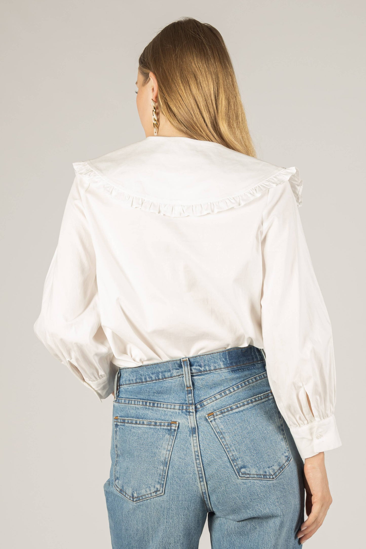 Poplin Collar Button Up Blouse