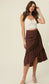 Corduroy Ruffle Wrap Midi Skirt