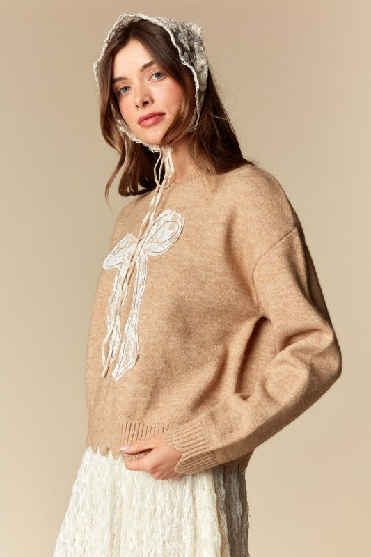 Bow Scallop Hem Sweater