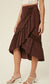 Corduroy Ruffle Wrap Midi Skirt