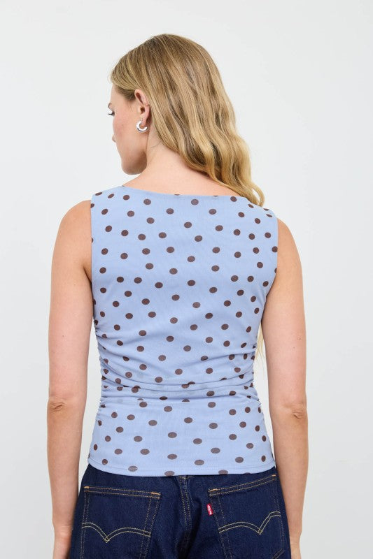 Polka Dot Mesh Knit Top