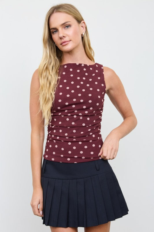 Polka Dot Mesh Knit Top