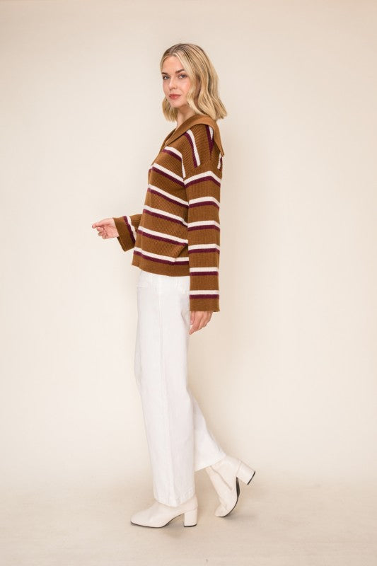 Striped Sailor Collar Knit Sweater