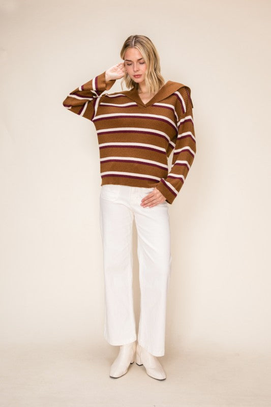 Striped Sailor Collar Knit Sweater