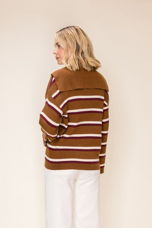 Striped Sailor Collar Knit Sweater